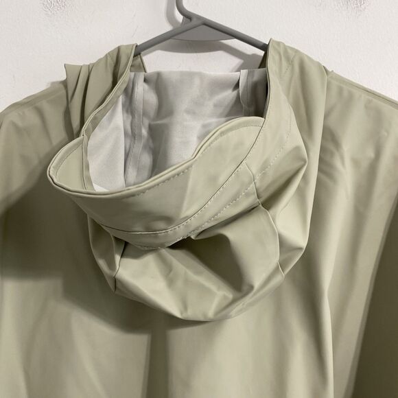 Rains Jacket Unisex Women's Men's L Cement Snap Front Short Hooded Coat NEW - Picture 10 of 16